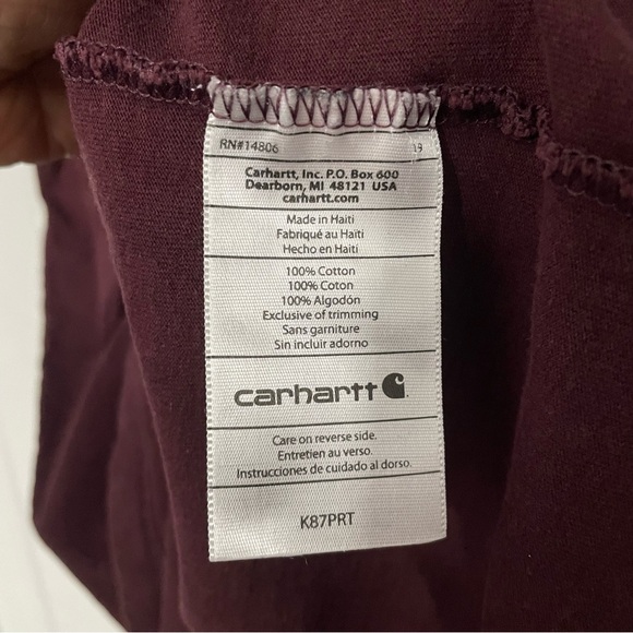 Carhartt K87PRT Loose Fit Heavyweight Burgundy Pocket T-Shirt // M - Picture 4 of 5